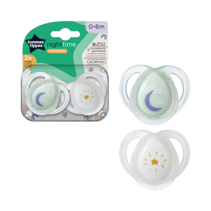 Tommee Tippee Night Time Soother Pack Of 2 (0-6M) Green